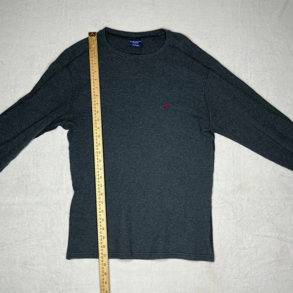 Polo Ralph Lauren Mens Gray Waffle Knit Thermal Long‎ Sleeve Sleepwear Shirt L